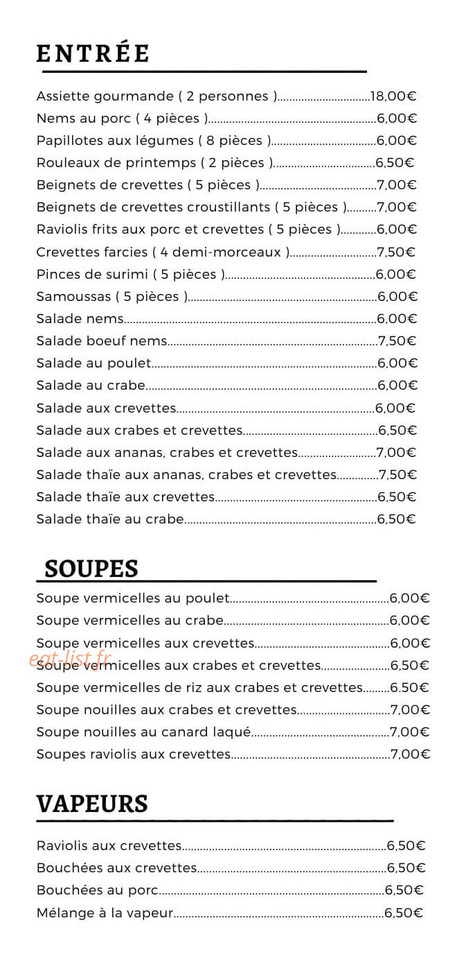 Le Gourmet d'Asie — carte page 2
