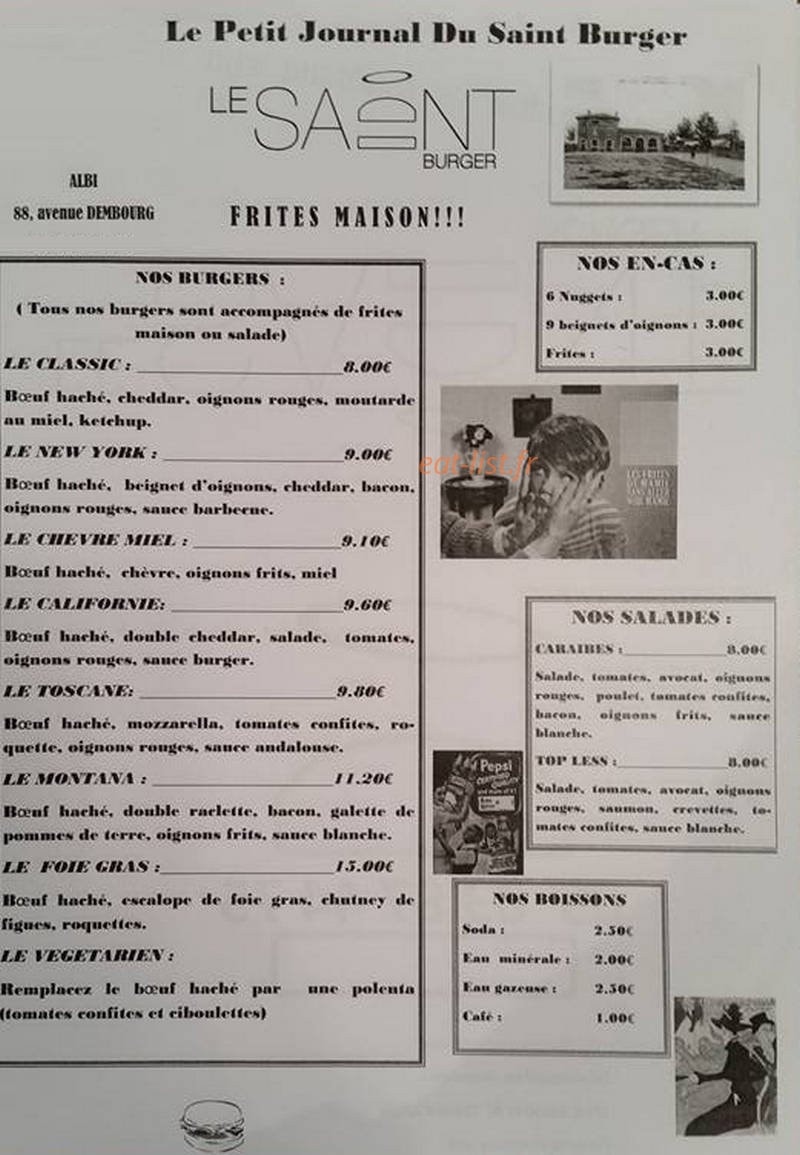 Le Saint Burger — carte page 1