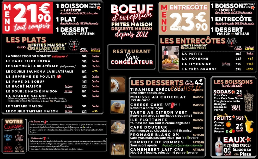 Meuh ! Restaurant — carte page 2