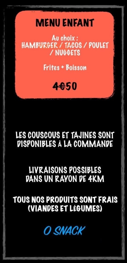 Ô Snack — carte page 3