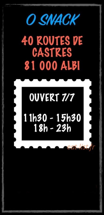 Ô Snack — carte page 1