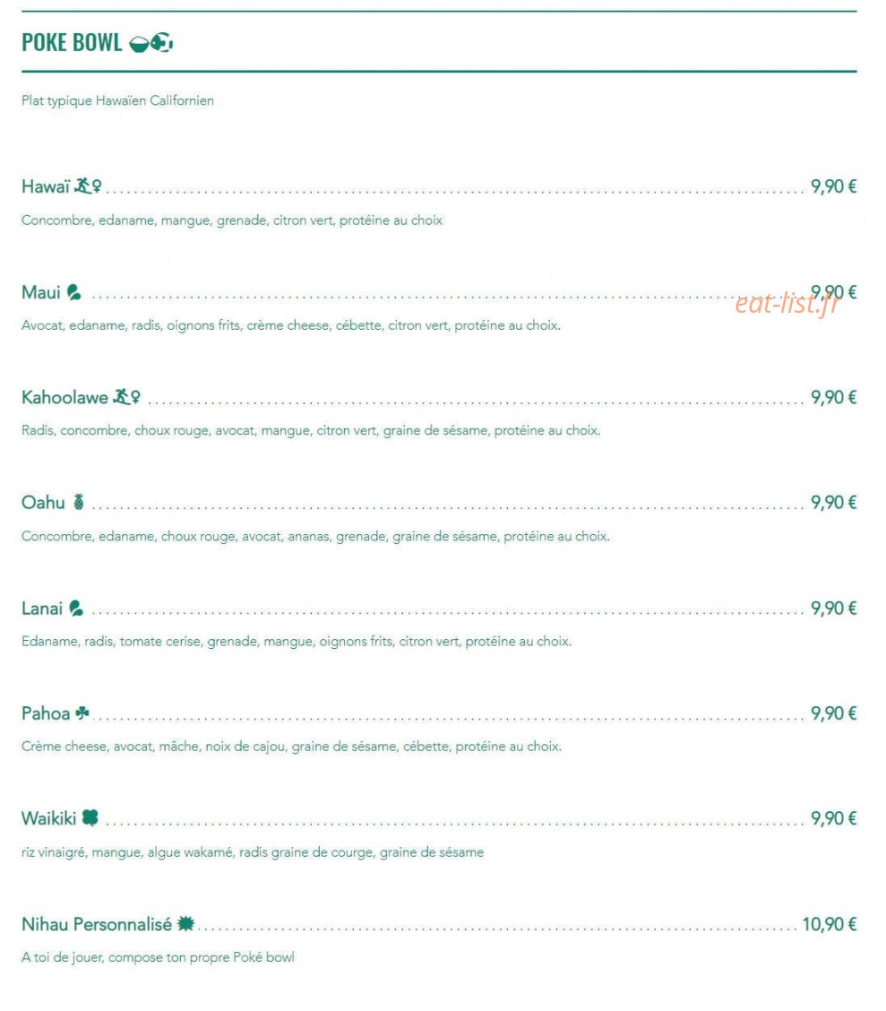 Paia Bowl — carte page 2