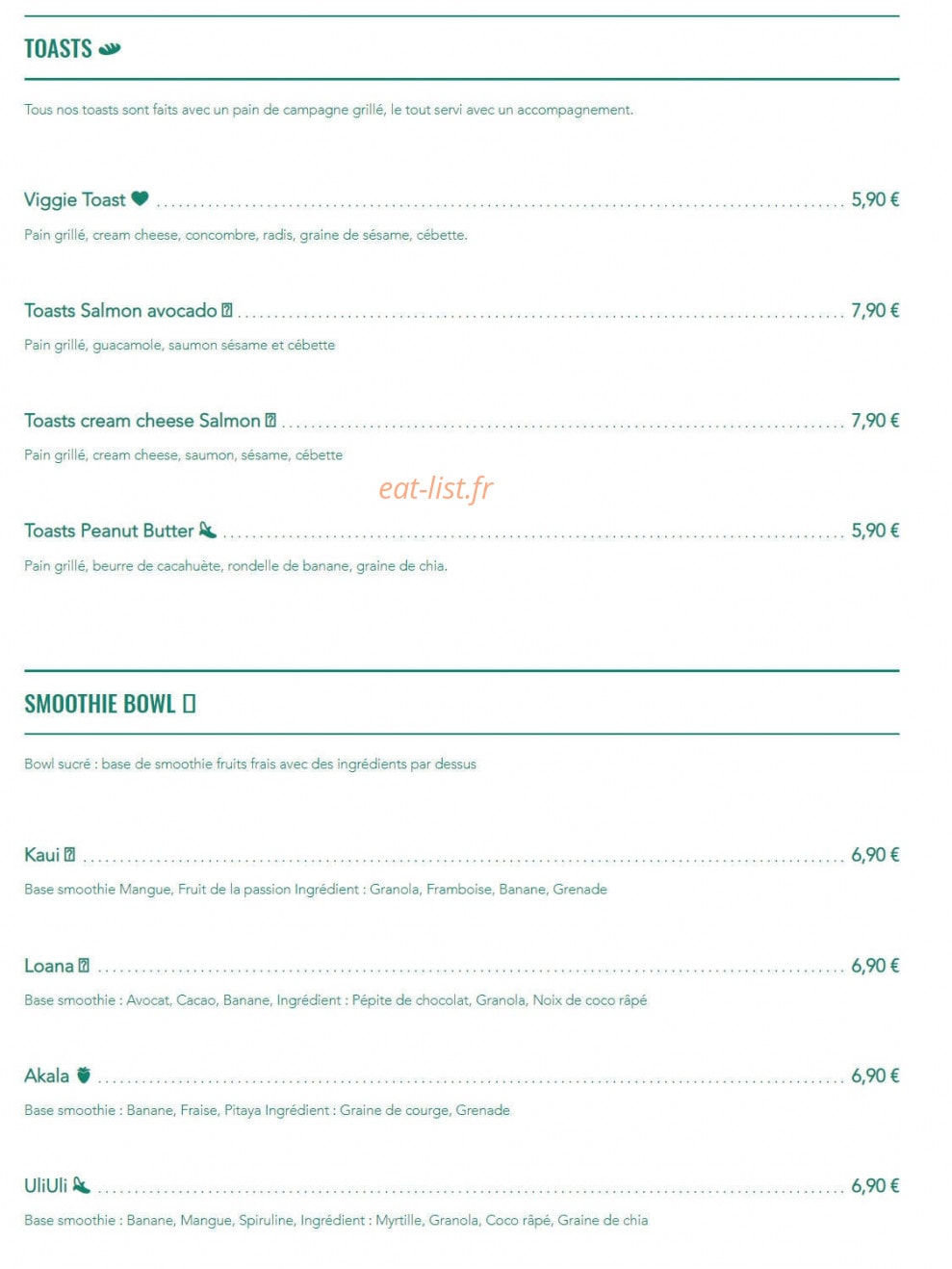 Paia Bowl — carte page 3