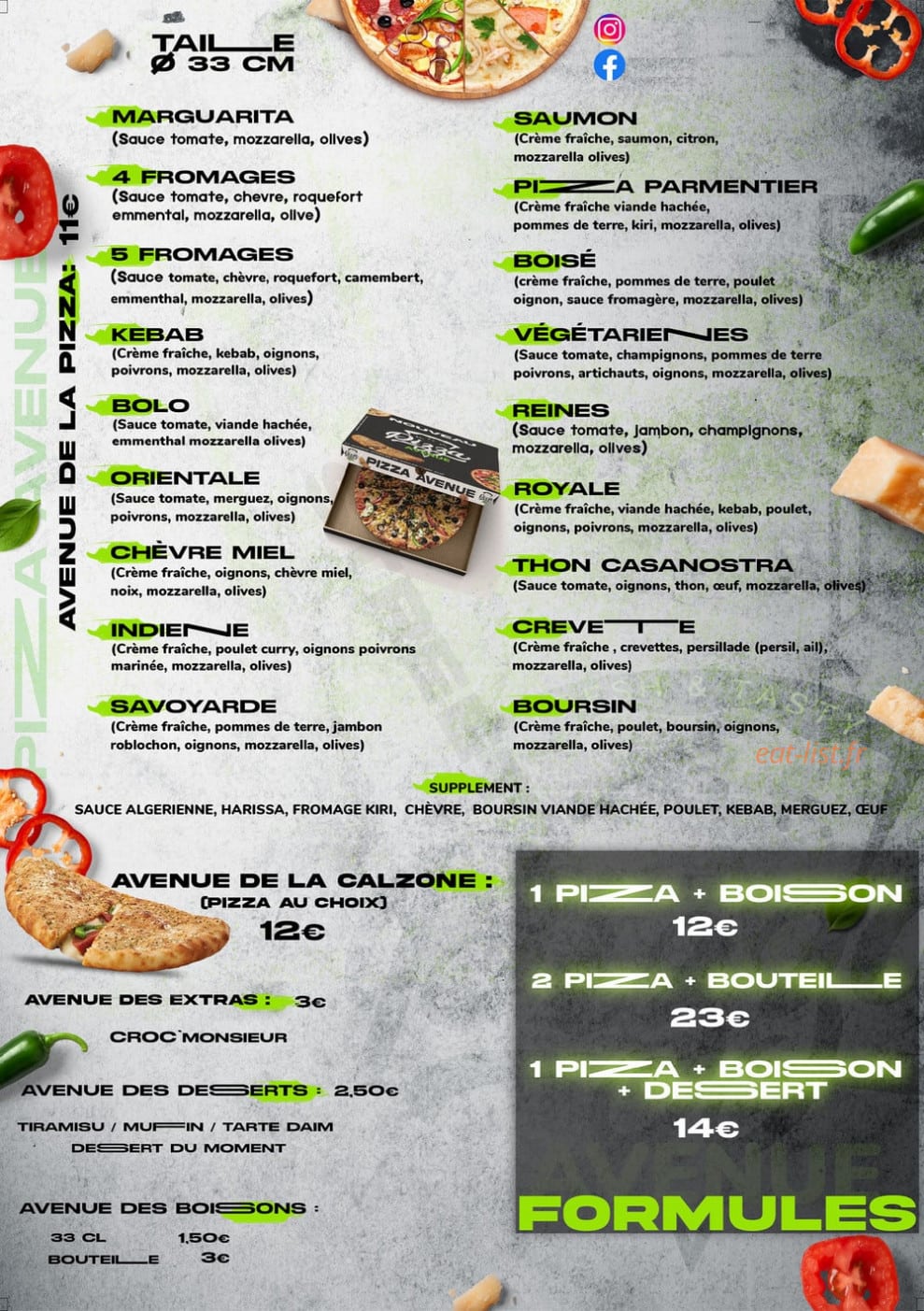 Pizza Avenue — carte page 1