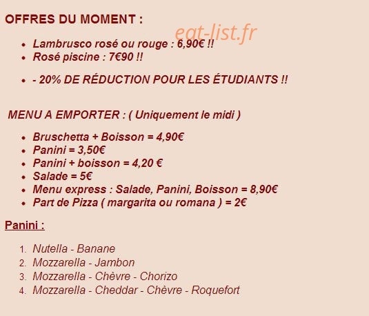 Pizza Gusto — carte page 1
