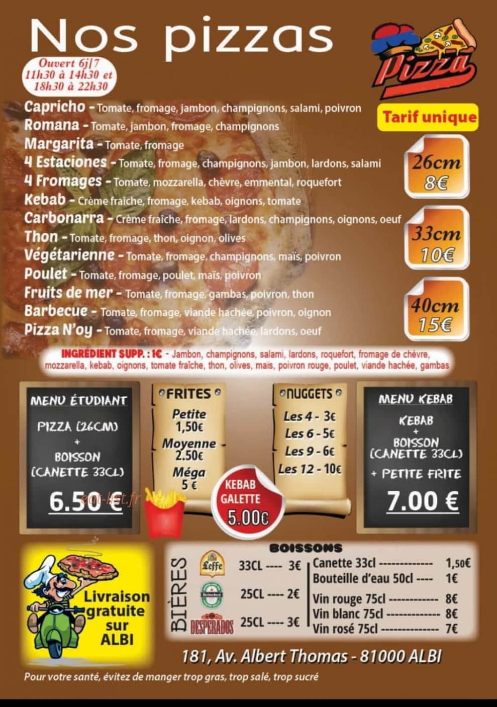 Pizza N'oy — carte page 1