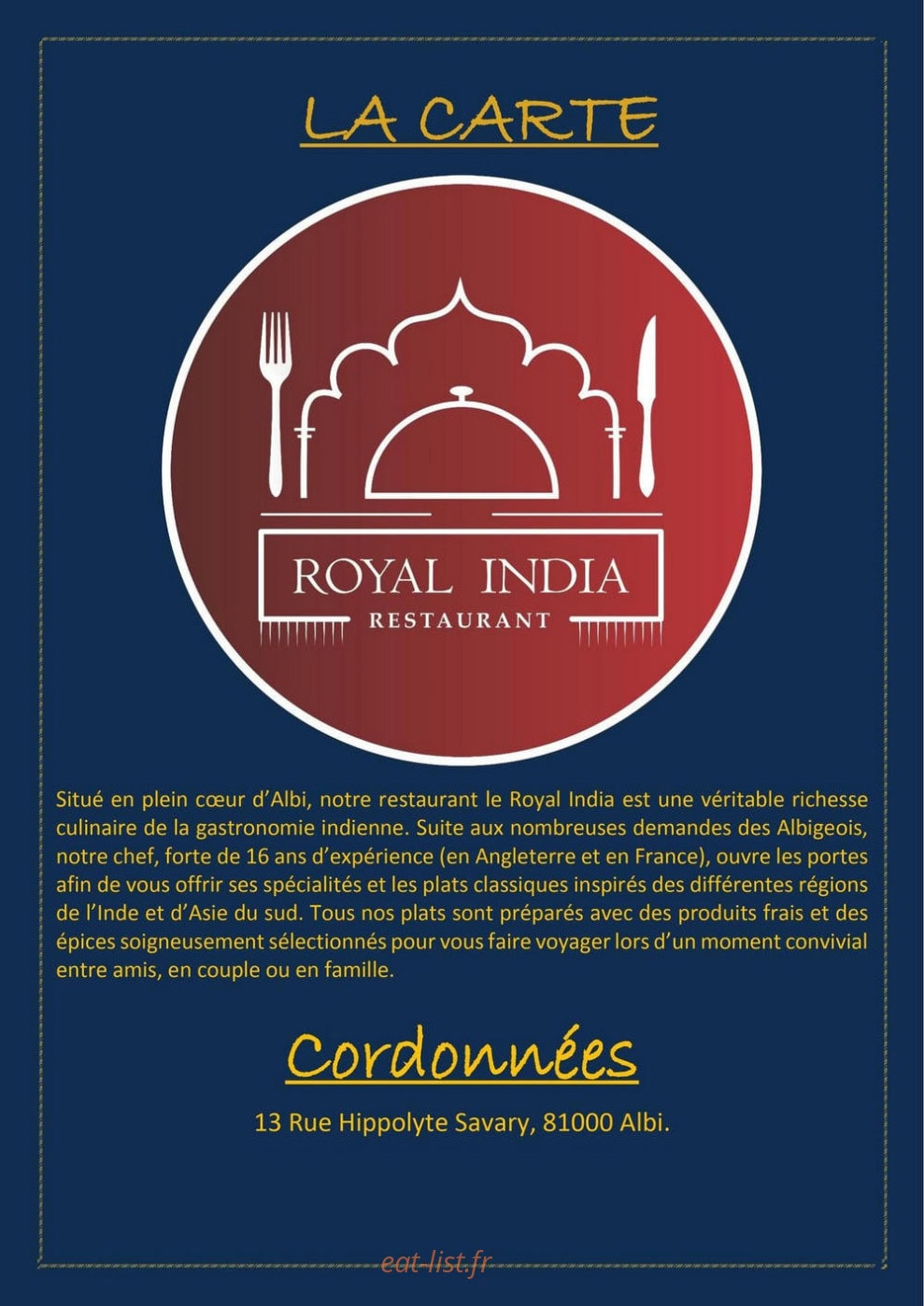Royal India — carte page 1