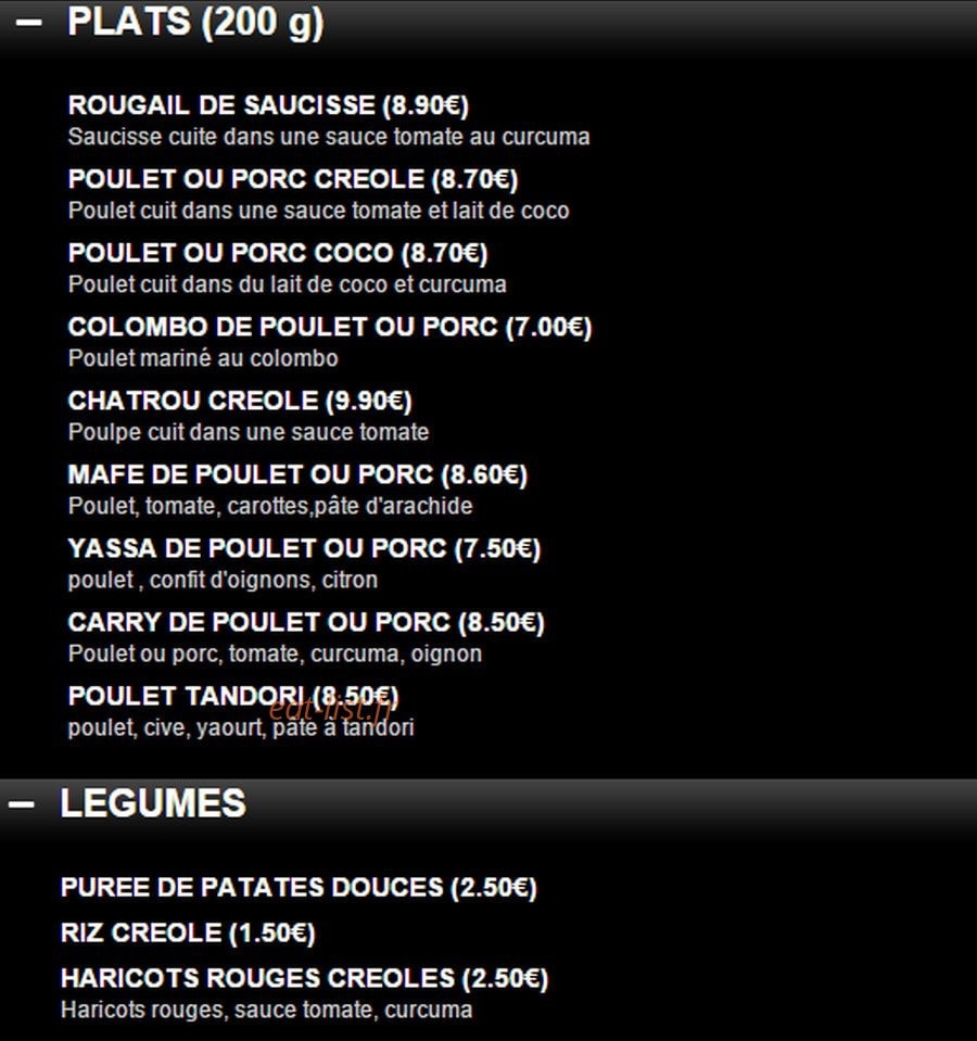 Saveurs Creoles — carte page 2