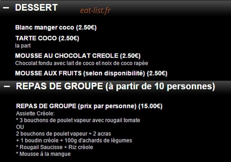 Saveurs Creoles — carte page 4