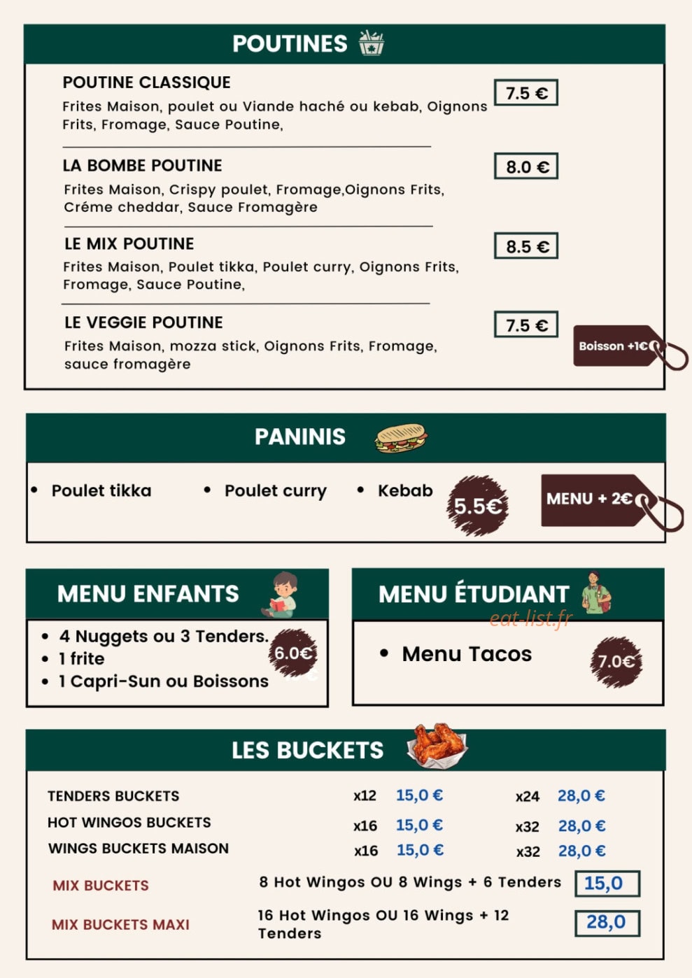 Star Chicken — carte page 2