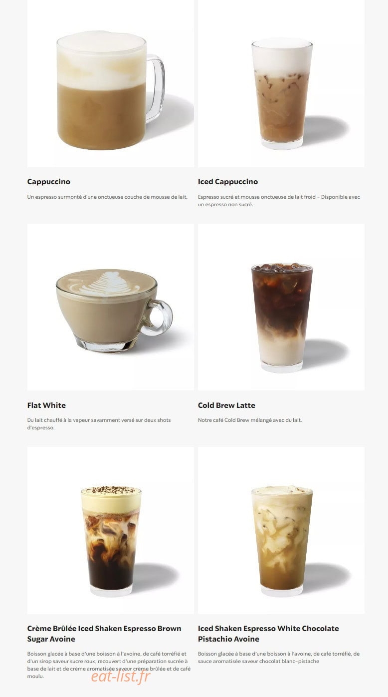 Starbucks Coffee — carte page 2