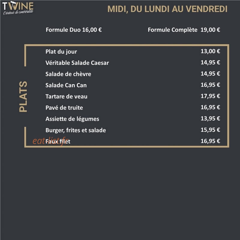 T Wine — carte page 1