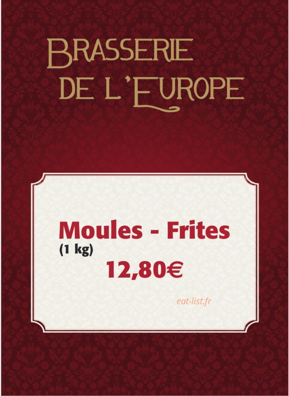 Brasserie de l'Europe — carte page 1