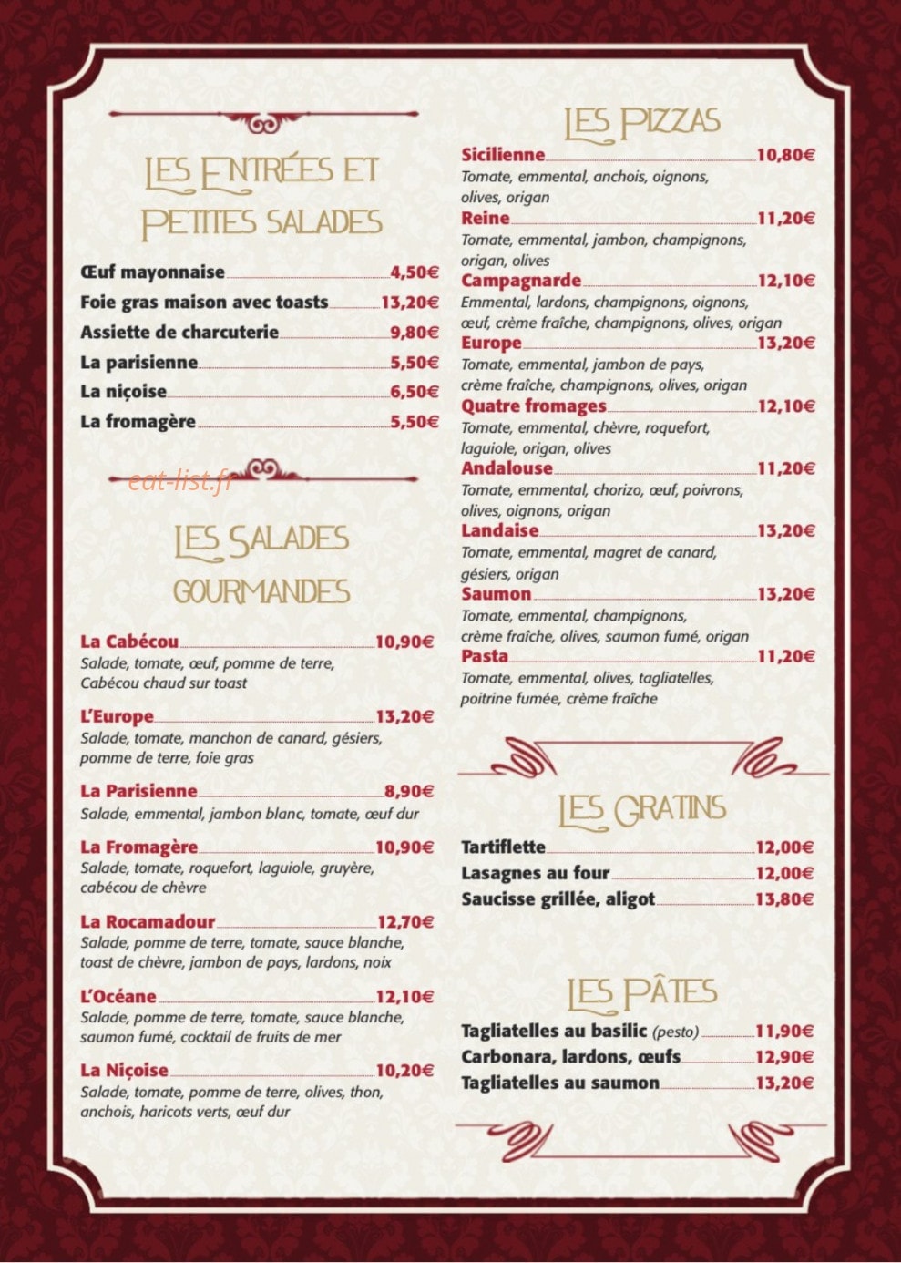 Brasserie de l'Europe — carte page 3