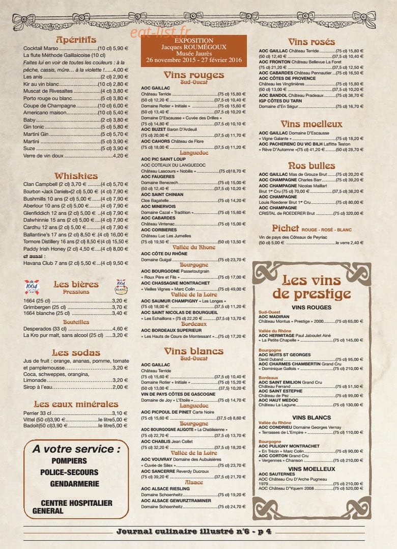 Brasserie Marso — carte page 4