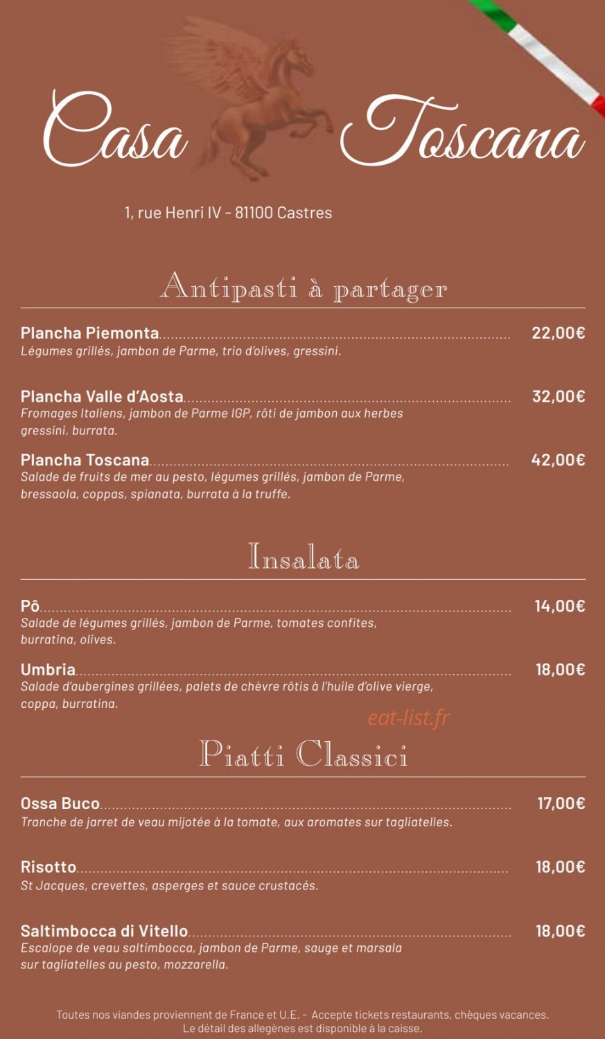Casa Toscana — carte page 1