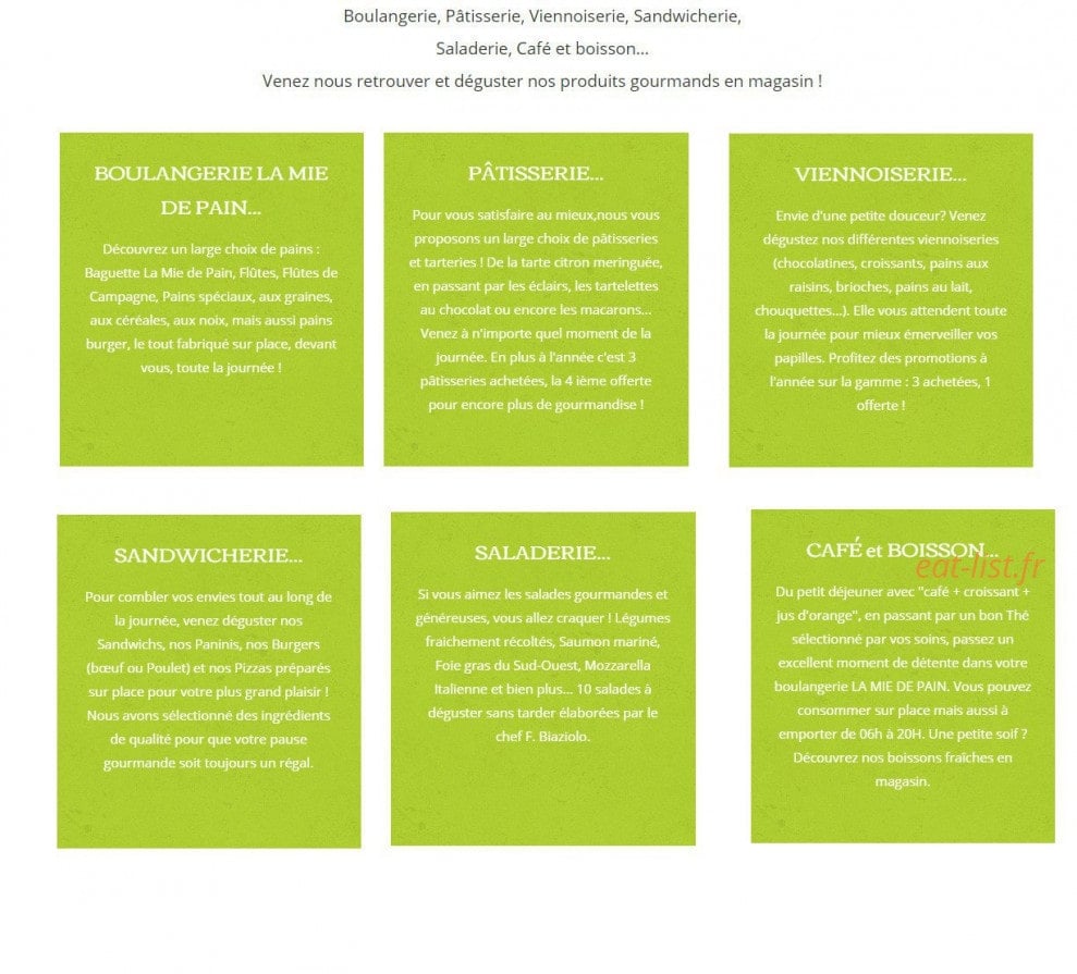 La Mie de Pain — carte page 1
