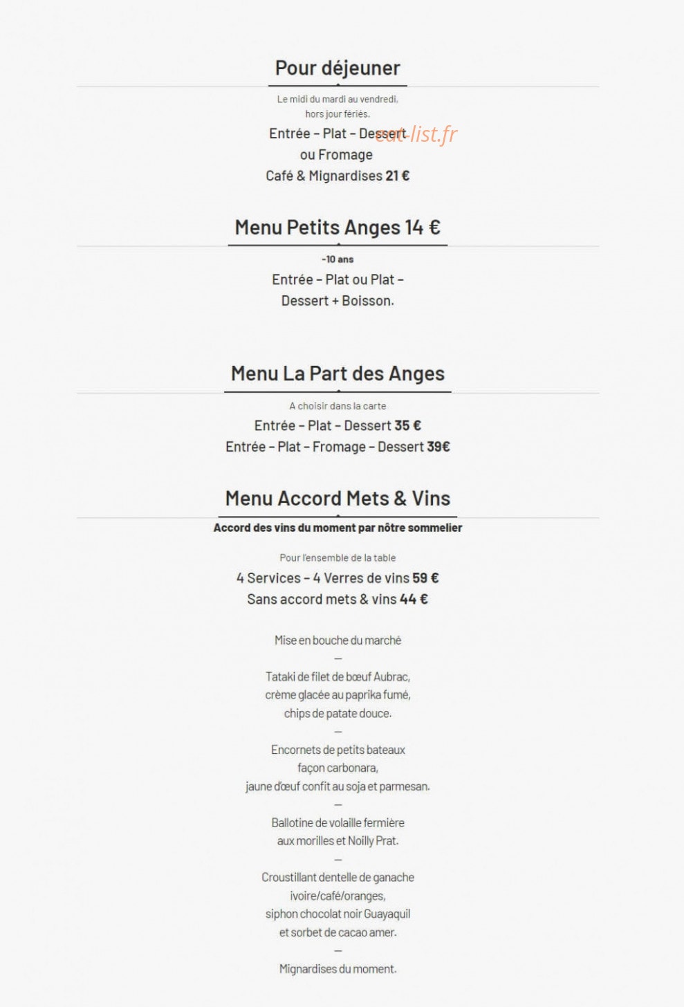 La Part des Anges — carte page 1
