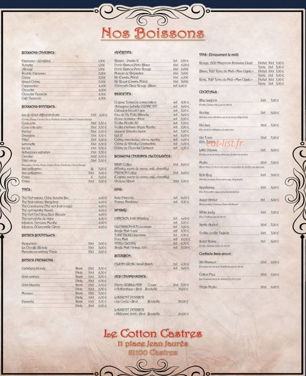 Le Cotton Castres — carte page 3