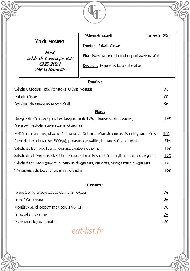 Le Cotton Castres — carte page 1