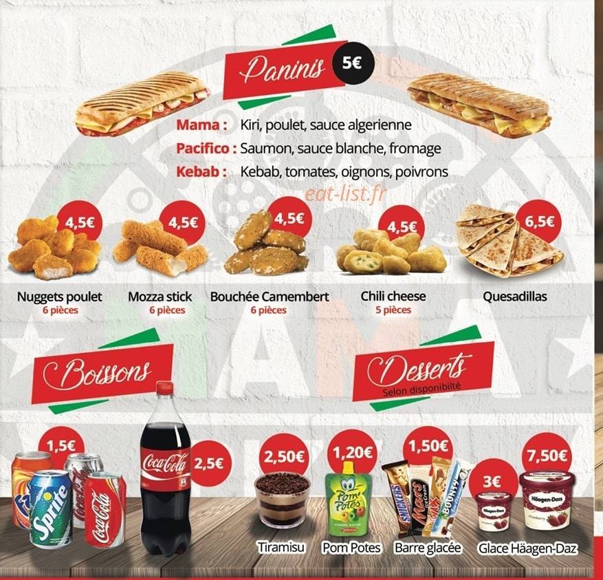 Mama Pizza — carte page 4