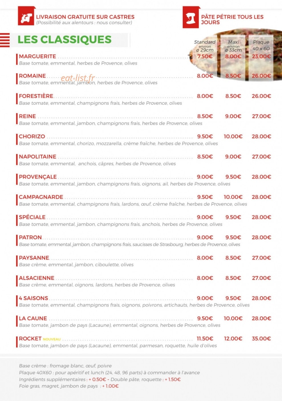 Pizza Vroum — carte page 2