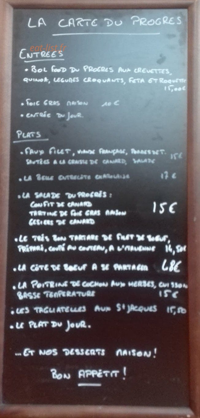 Restaurant La Terrasse — carte page 1