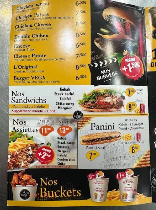 Carte et menu de Style Tacos à Castres — Burgers, sandwiches...