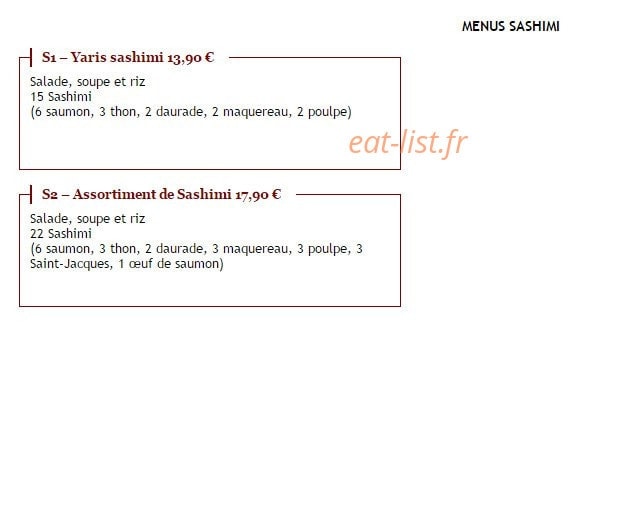 Sushi Yaris — carte page 4