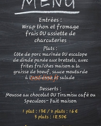 Vintage QG Bar — carte page 1
