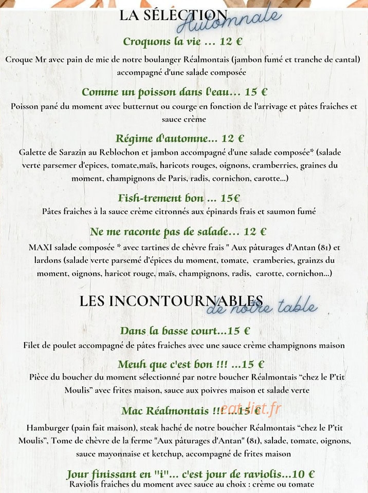 La petite biscuiterie — carte page 1