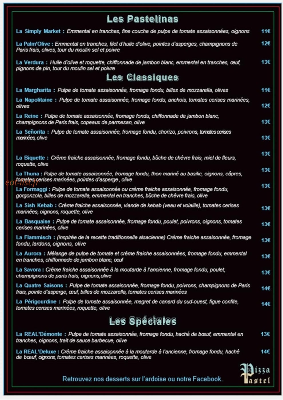 Pizza Pastel — carte page 1