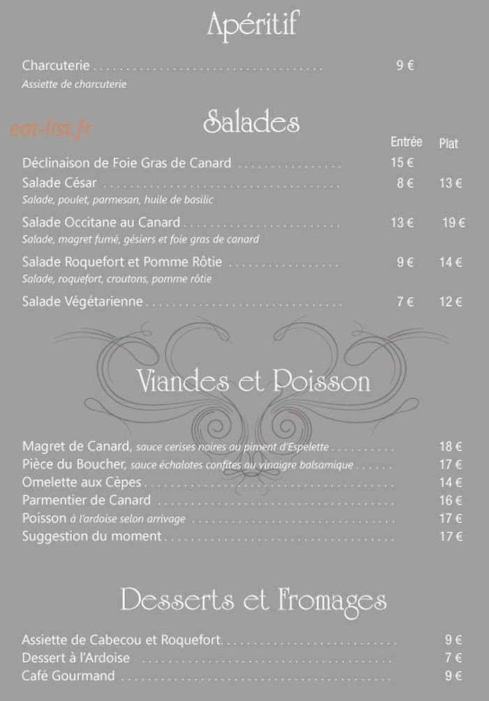 Auberge Des Arcades — carte page 2