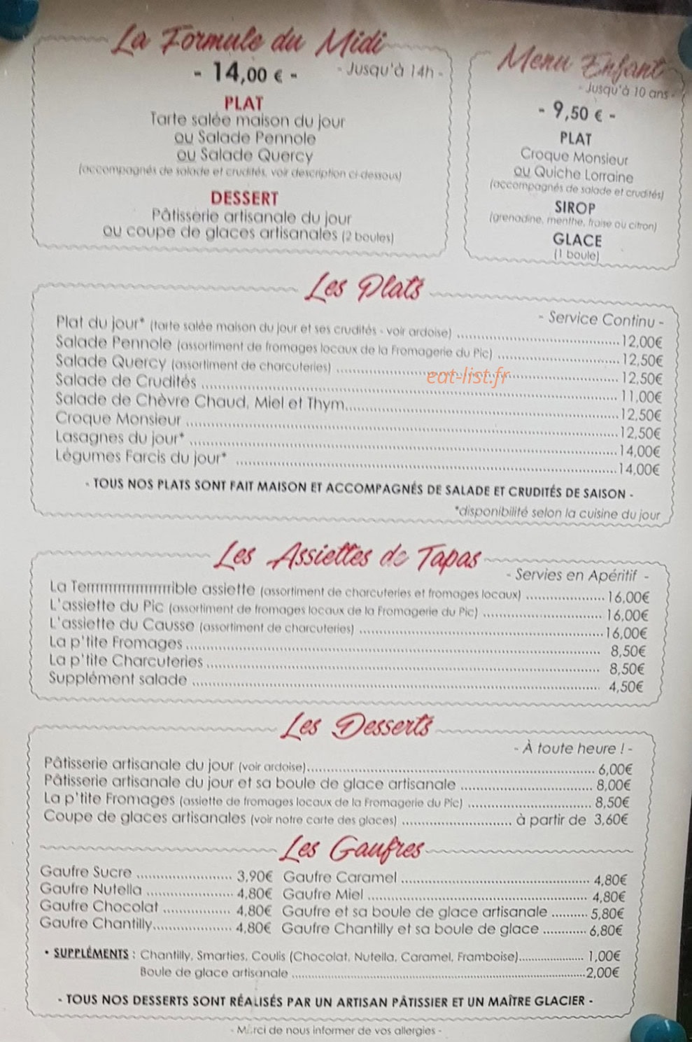 Café des Mesures — carte page 2
