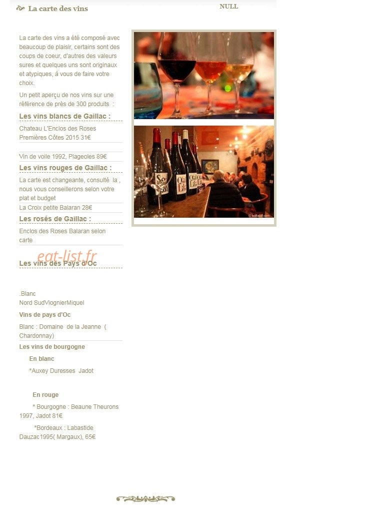 La Taverne — carte page 4