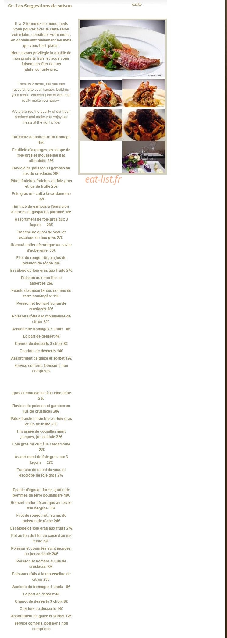 La Taverne — carte page 5