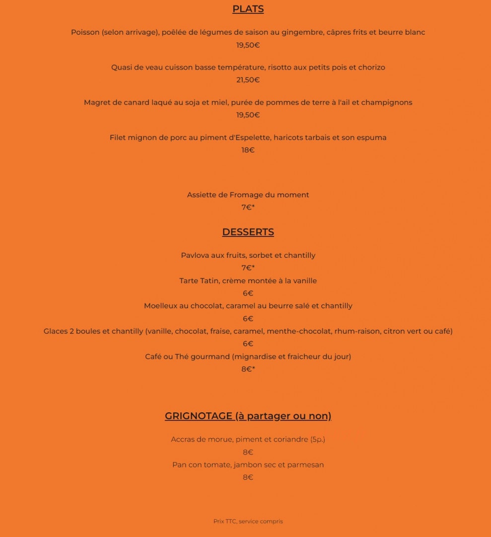 La Table de Félix — carte page 2