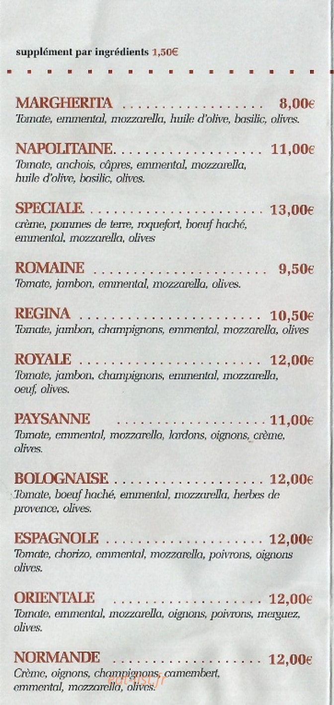 Ricou Pizza — carte page 3