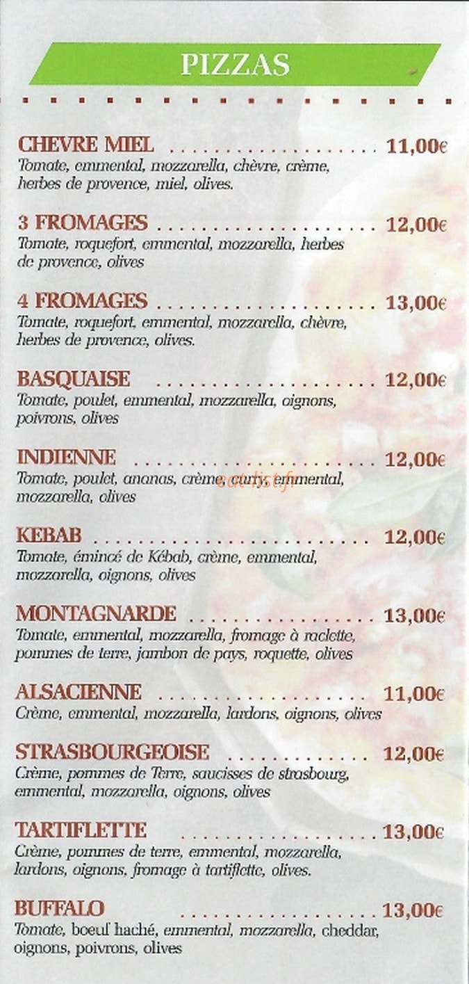 Ricou Pizza — carte page 2