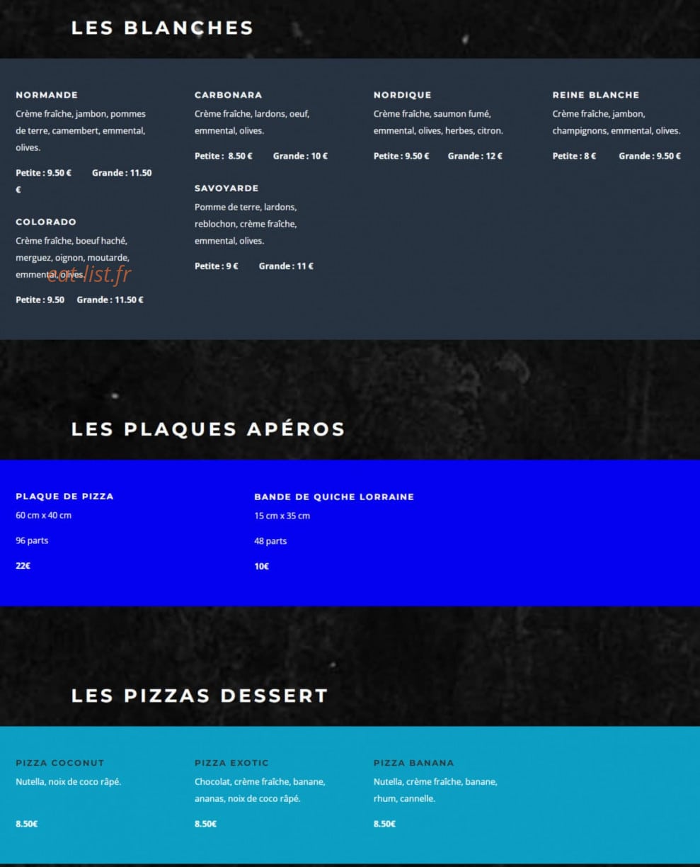 Bip-Bip Pizzas — carte page 2