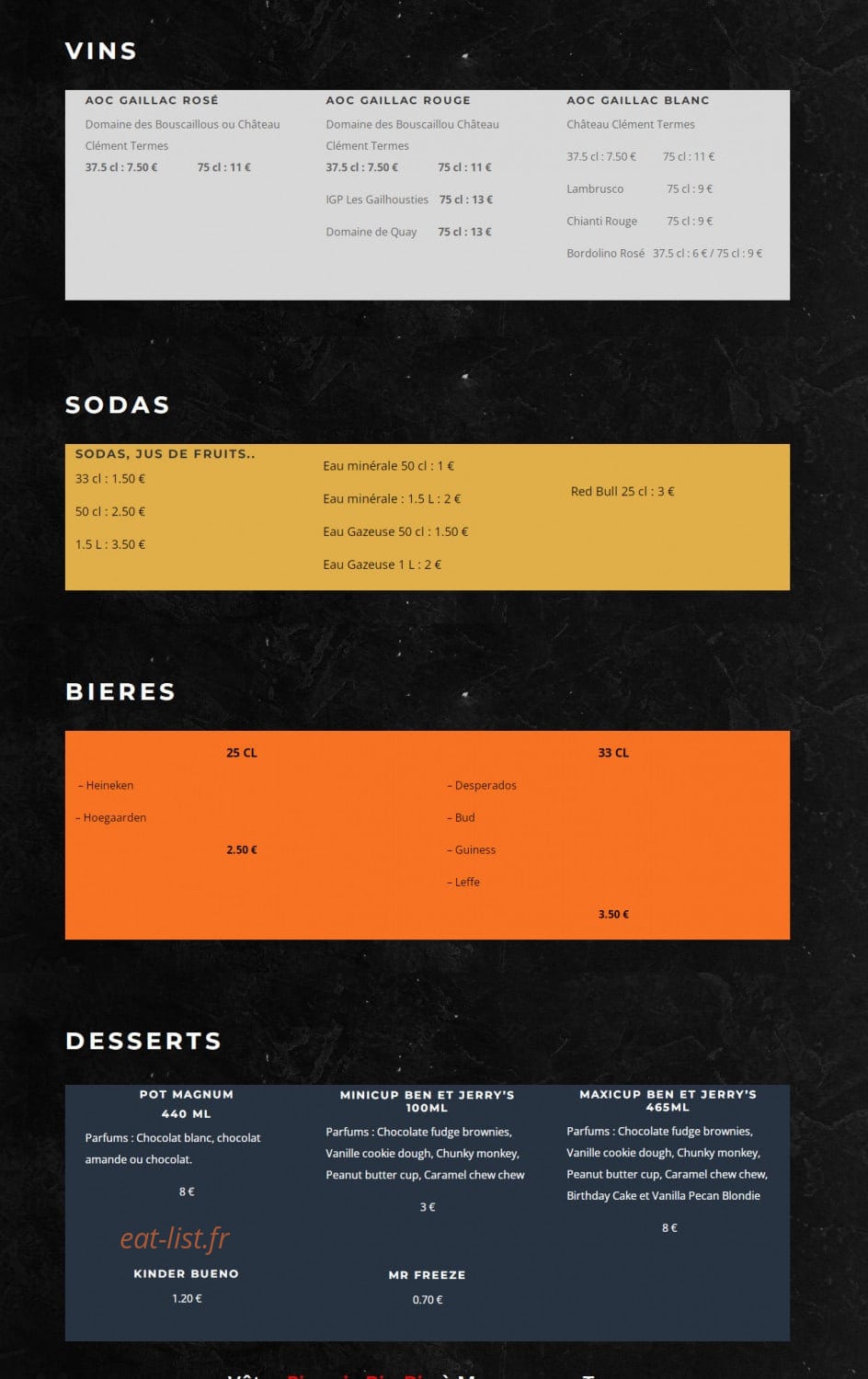 Bip-Bip Pizzas — carte page 4