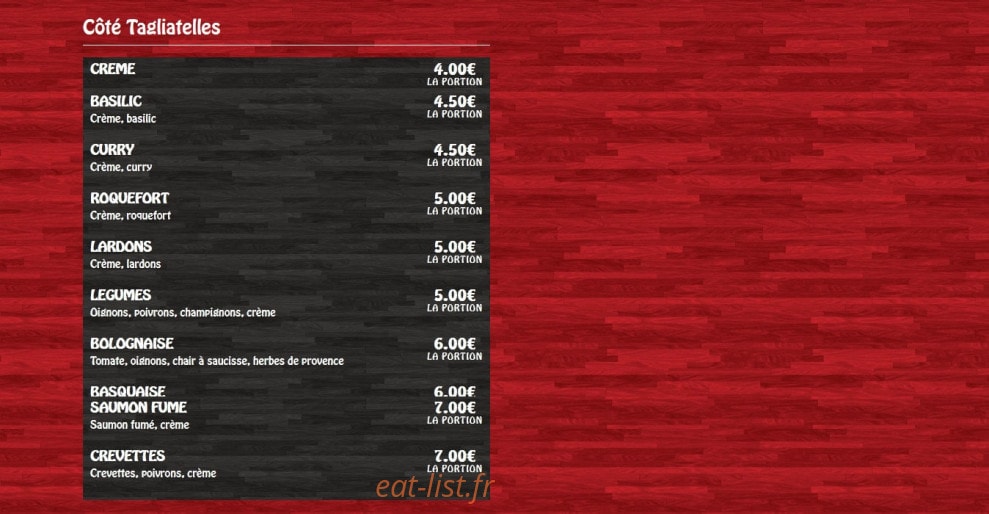 Coté Pizza — carte page 2