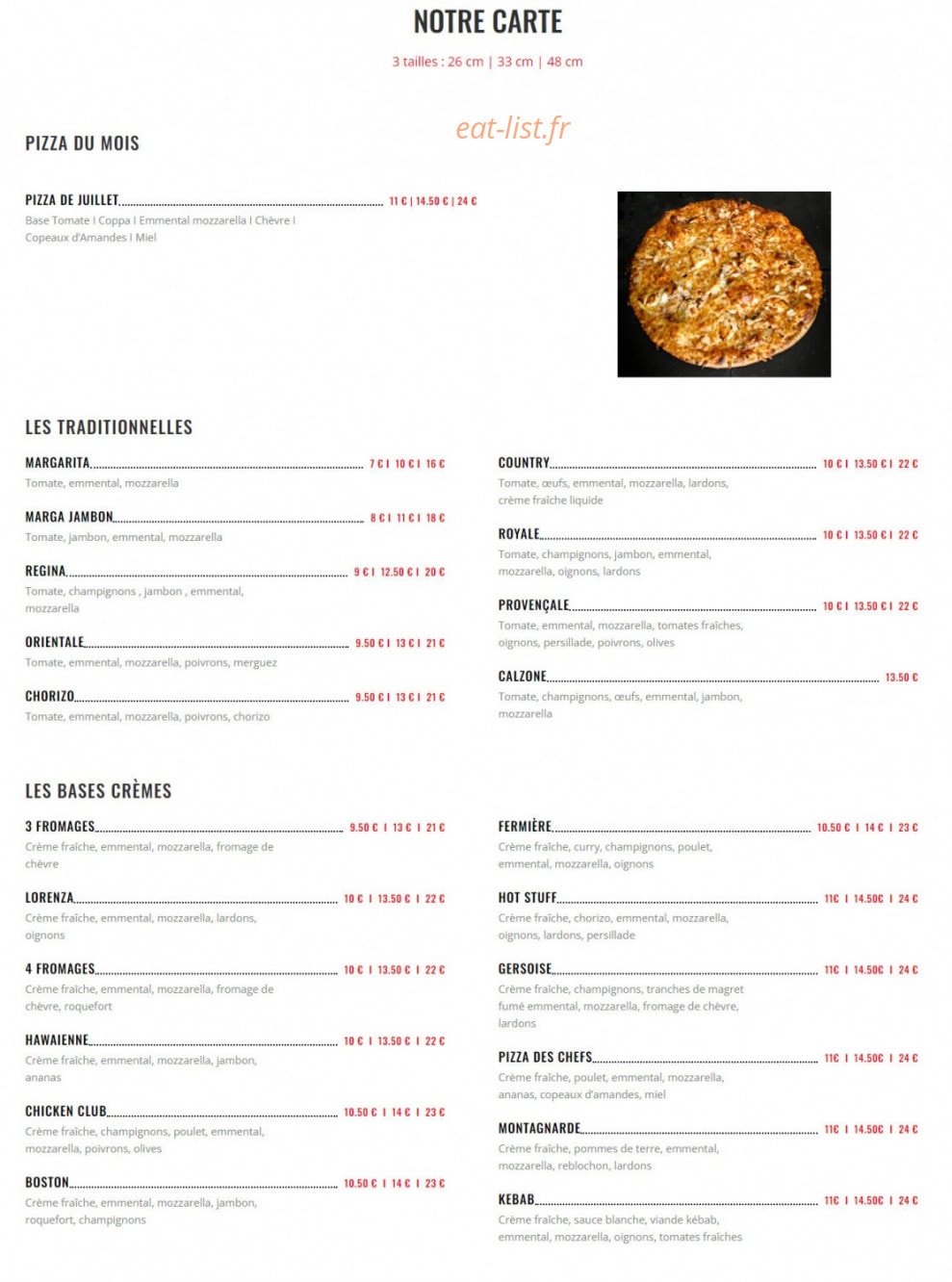 FeedPizza — carte page 1