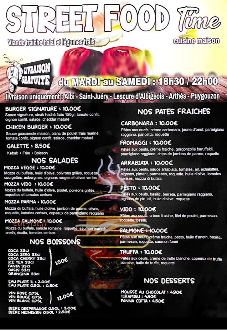 Street Food Time — carte page 1
