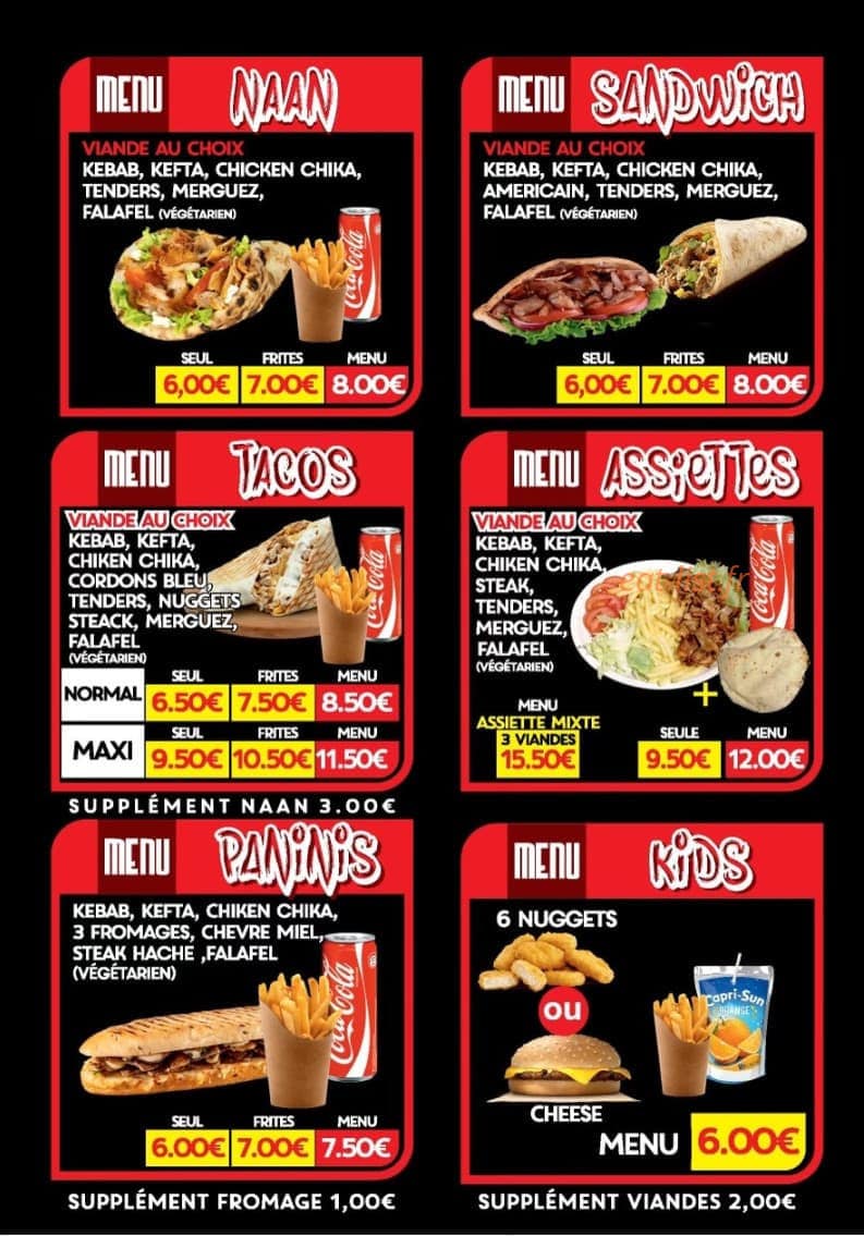 Tacos Express — carte page 1