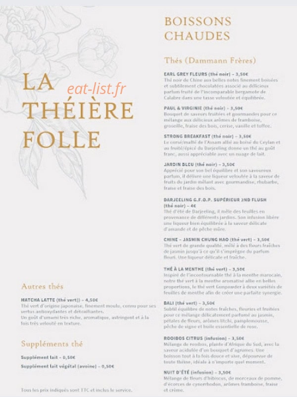 La Théière Folle — carte page 1