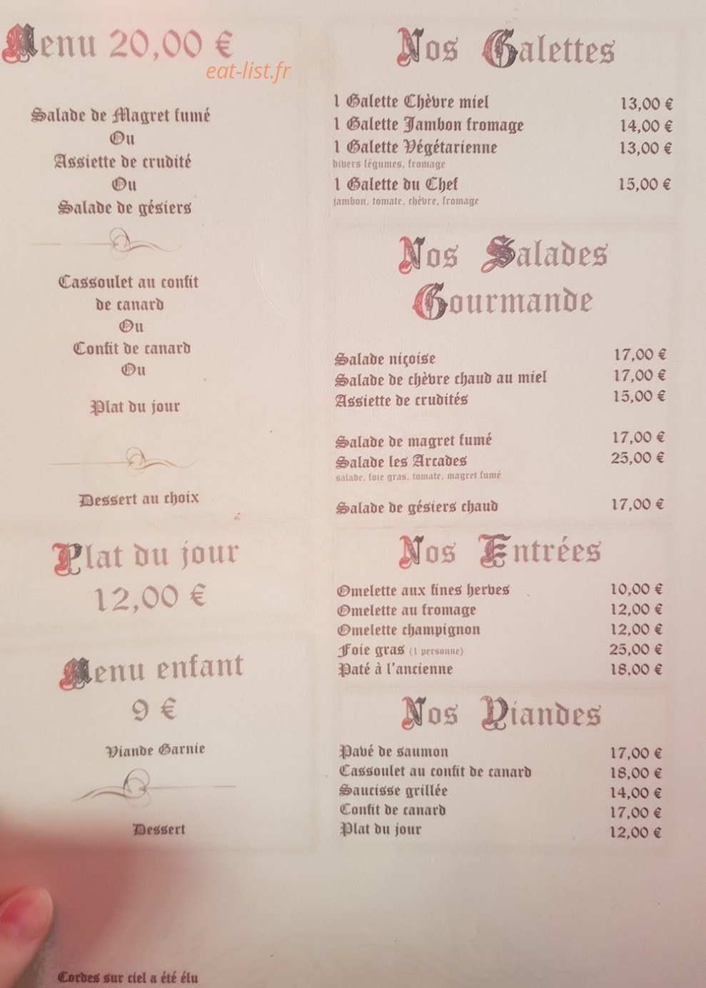 Les Arcades Isabelle — carte page 1