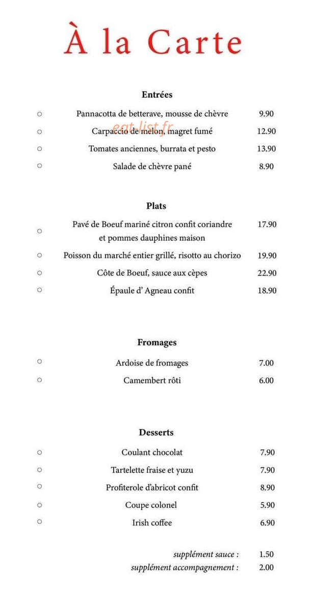 Au Cent Neuf — carte page 5