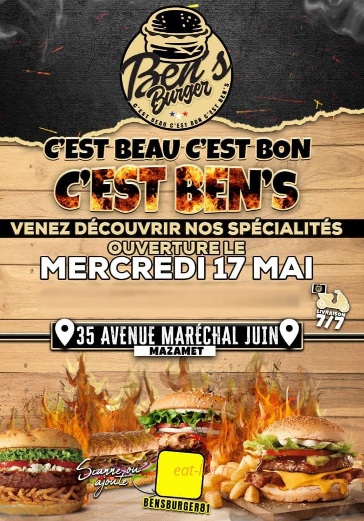 Ben's Burger — carte page 1