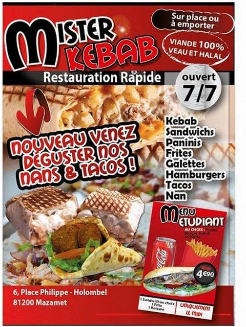 Le Mister Kebab — carte page 1